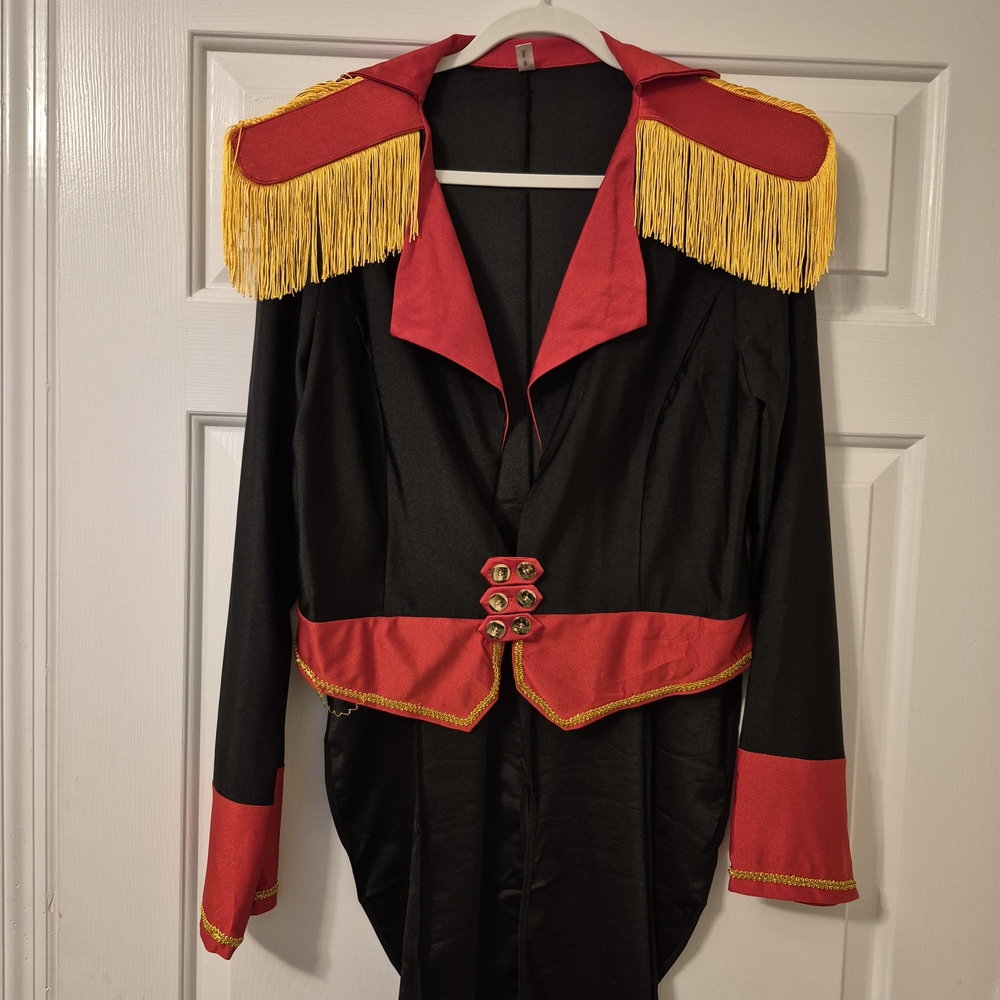 Black and Red Women's Jacket with Gold Accents